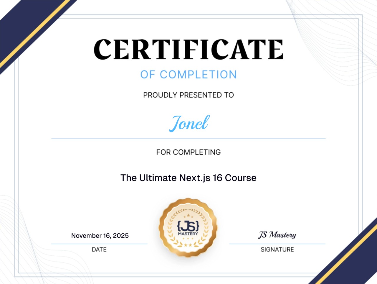Next.js certificate